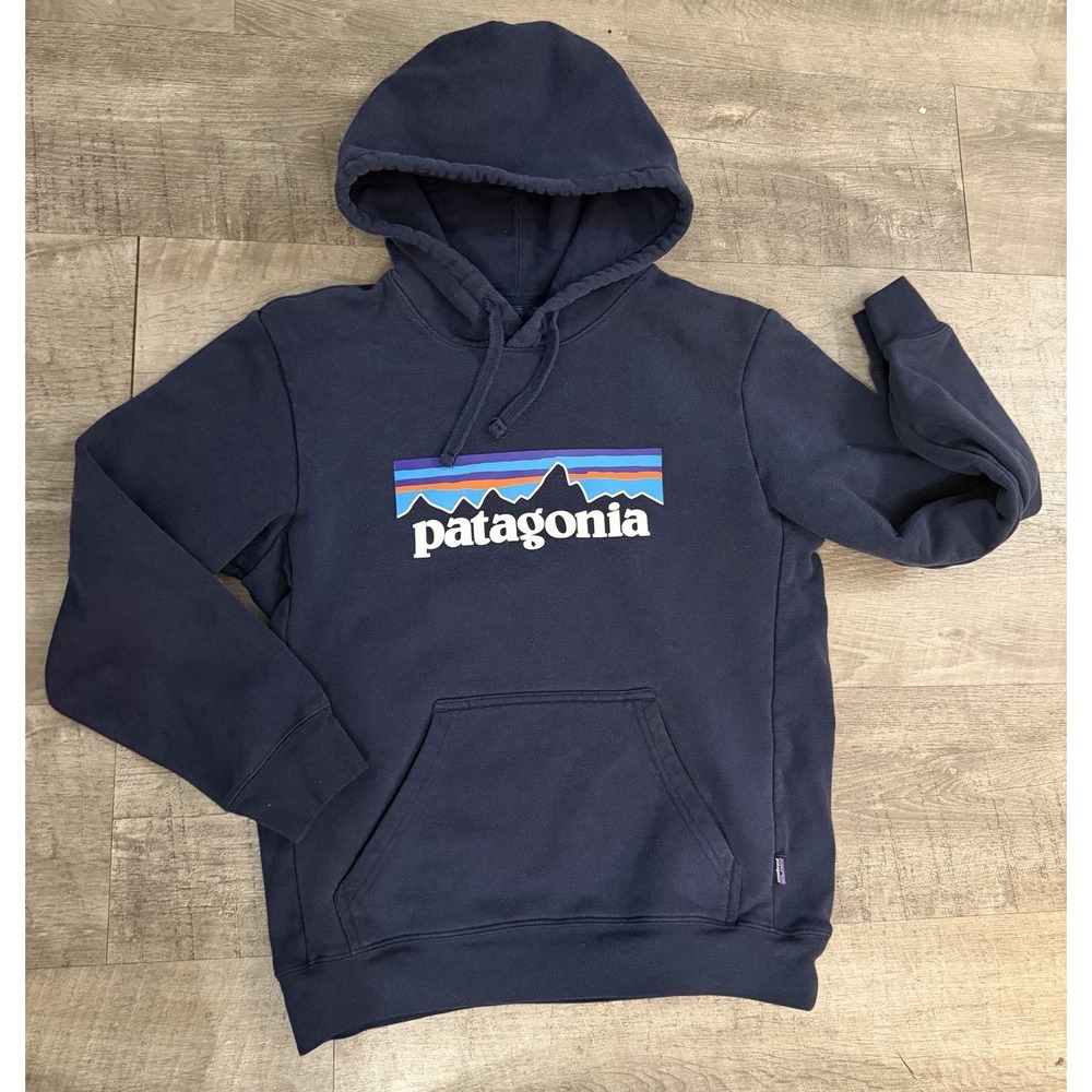 Patagonia Men's Blue Hoodie Sweatshirt Logo Small